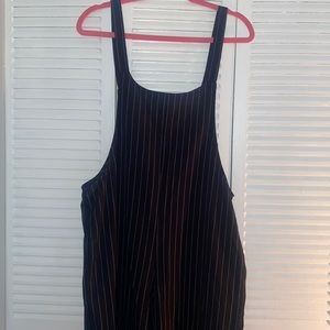 Pin striped overalls